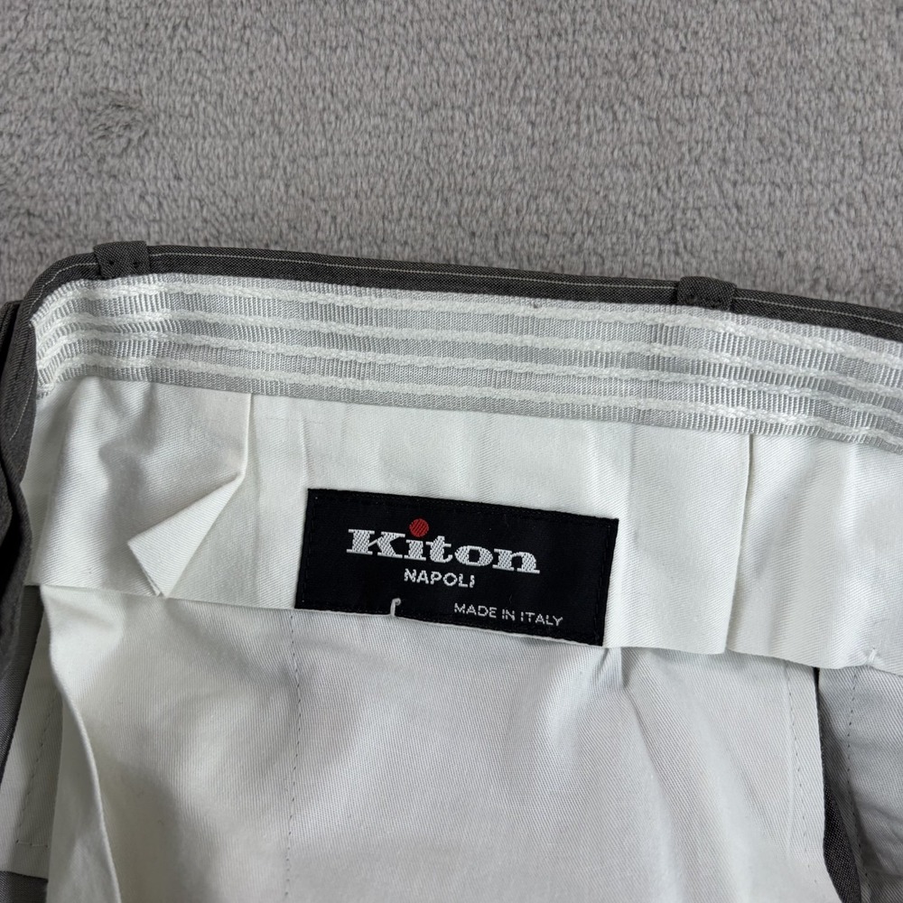 Kiton Napoli Pleated Dress Trouser Pants in Grey Multi Striped Wool Men 34x29 - Picture 2 of 15